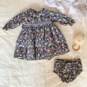 Liberty London Print Smocked Long Sleeve Dress